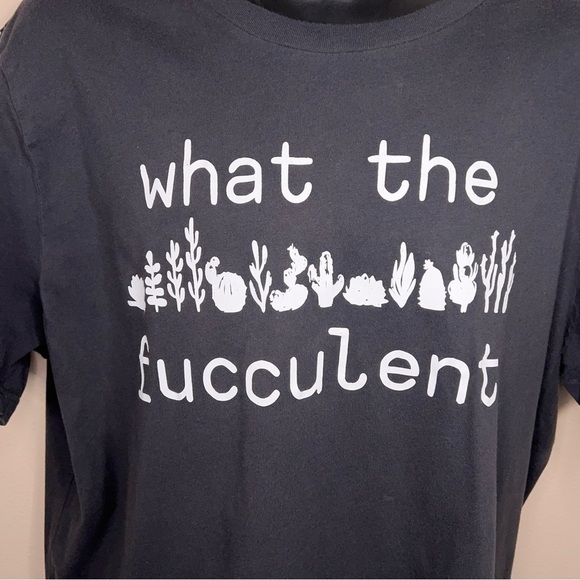2XL Succulent Tee What The Flucculent Graphic Tee Dark Grey/Black Tshirt - Picture 3 of 13